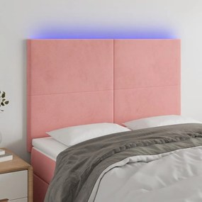 Testiera A Led Rosa 144x5x118/128 Cm İn Velluto /