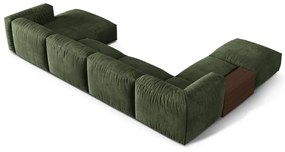 Divano angolare componibile verde (con penisola a sinistra/a U) con rivestimento in velluto Martina – Micadoni