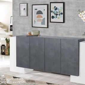 Mobile credenza PILLON L 210 x H 85 P 45 cm bianco lucido e grigio