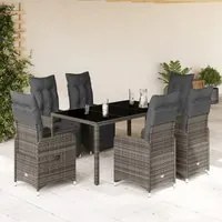 Set Bistr da Giardino 7 pz con Cuscini in Polyrattan Grigio 3277168