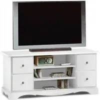 Porta tv 4 cassetti in legno shabby bianco 117x49x53