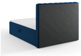 Letto boxspring blu scuro con contenitore 160x200 cm Gina - Milo Casa