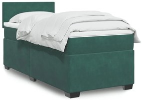 Giroletto A Molle Con Materasso Verde Scuro 90x200 Cm Velluto /