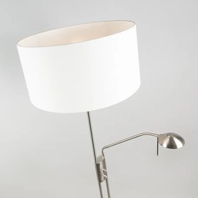 Lampada da terra in acciaio e bianco con braccio di lettura regolabile - Luxor