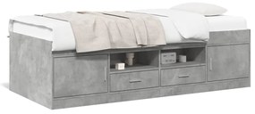 Divano letto con cassetti grigio cemento 90x190 cm multistrato
