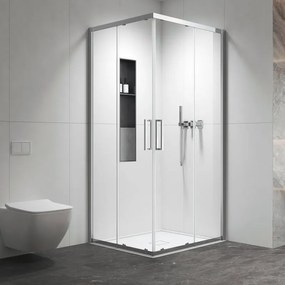 Kamalu - Cabina doccia 70x90 apertura doppio scorrevole finitura cromo | KZ-1000