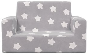 Divano per bambini 2 posti grigio chiaro stelle morbido peluche