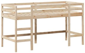 Letto soppalco con scala e tetto 90x190 cm legno massello pino