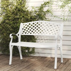 Panchina da giardino 102 cm in alluminio pressofuso bianca