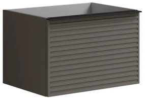 Mobile da bagno sotto lavabo Pixel stripes frontale grigio carbone e maniglia alluminio nero laccato L 60 x H 40 x P 45.5 cm 2 cassetti, lavabo non incluso