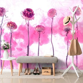 Carta da parati autoadesiva – Fiori con vapore rosa