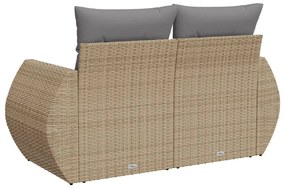 Divano da Giardino con Cuscini a 2 Posti Beige in Polyrattan