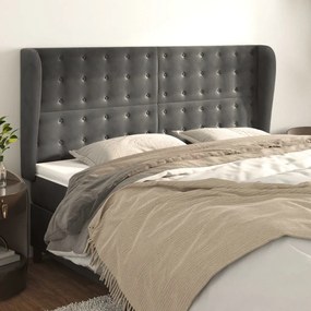 Testiera Ad Orecchio Grigioscuro 203x23x118/128cm İn Velluto /