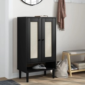Scarpiera Senja Aspetto Rattan Nera 59,5x35x107 Cm Massello /