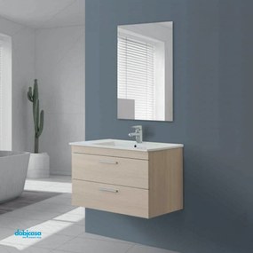 Mobile Bagno Sospeso "Stella" Da 80 Cm Composto Da Due Cassetti Finitura Larice