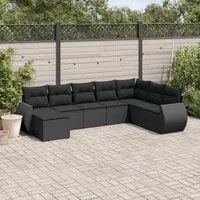 Set Divani da Giardino con Cuscini 8 pz Nero in Polyrattan 3221754