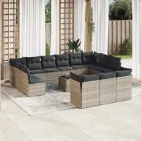 Set Divani da Giardino 14pz con Cuscini in Polyrattan 3218462