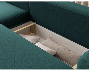Divano angolare verde allungabile/con contenitore (con penisola a sinistra/con chaise lounge) e rivestimento in ciniglia Aurumm – ELTAP