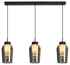 Lampadario Glamour Nora nero cristallo 3x E27 MANTRA