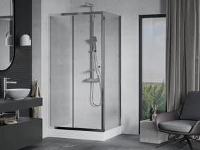 Mexen Apia cabina doccia scorrevole 100 x 80 cm, trasparente, cromo + piatto doccia Rio - 840-100-080-01-00-4510