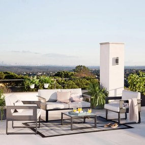 Salotto da giardino Odyssea NATERIAL in n/a antracite con cuscini in poliestere grigio per 4 persone