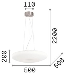 Sospensione Moderna Glory Vetro Bianco 3 Luci E27 D50Cm