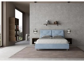 Letto contenitore da 160x190 in microfibra azzurro Appia