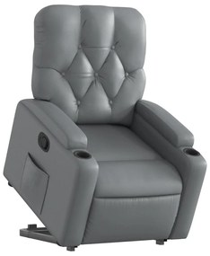 Poltrona alzapersona reclinabile grigio in similpelle