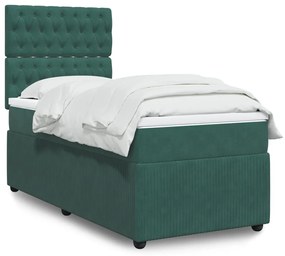 Giroletto A Molle Con Materasso Verde Scuro 90x190 Cm Velluto /