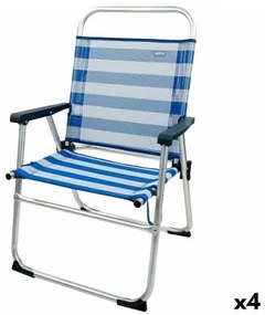 Sedia da Spiaggia Aktive Azzurro Bianco 48 x 88 x 50 cm Alluminio Pieghevole (4 Unità)