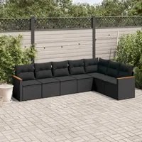 Set Divani da Giardino con Cuscini 7pz Nero Polyrattancod mxl 112557