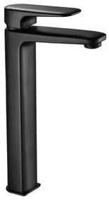 Rubinetto per lavabo getto laminare cristallino REMIX nero spazzolato opaco SENSEA H 33 cm