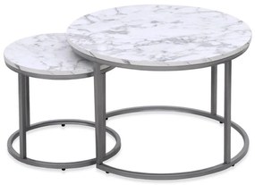 SET 2x Tavolino PAOLA diametro 38/60 cm grigio/marmor decor