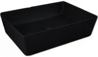 Lavabo da appoggio rettangolare bordi sottili Sensation in ceramica 50x36 cm- Nero Opaco