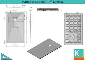 Piatto doccia 120x70 cm effetto pietra grigio cemento - KAMALU