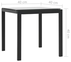 Lettini Prendisole 2 pz e Tavolo in Polyrattan e Textilene Nero