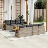 Set Divano da Giardino 9 pz con Cuscini Grigio in Polyrattancod mxl 112772