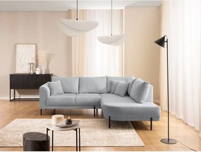 Divano angolare grigio chiaro (con penisola a destra/a L) con rivestimento in ciniglia Mauris – Ropez