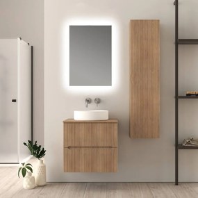 Mobile da bagno cannettato 60 cm sospeso rovere tabacco Palermo