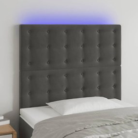 Testiera A Led Grigio Scuro 80x5x118/128 Cm İn Velluto /