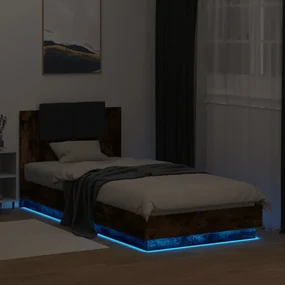 Giroletto con testiera e led rovere fumo 90x200 cm