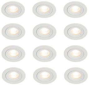 Set di 12 faretti incasso bianchi rotondi GU10 50mm IP44 - Xena