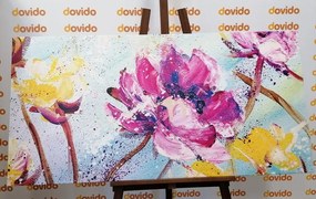 Quadro su tela – Dipinto di fiori gialli e viola