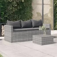 Divano da Giardino a 3 Posti con Cuscini in Polyrattan Grigio 362328