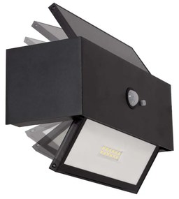 Applique LED Solare Nera Rettangolare con Sensore di Movimento Colore Bianco Naturale 4.000K