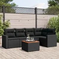 Set Divano da Giardino 6 pz con Cuscini Nero in Polyrattan 3224109