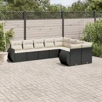 Set Divani da Giardino 9 pz con Cuscini Nero in Polyrattancod mxl 112801