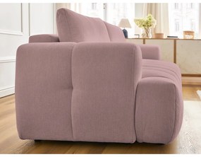 Divano rosa allungabile e con contenitore rivestito in ciniglia 251 cm Fuji – Bobochic Paris