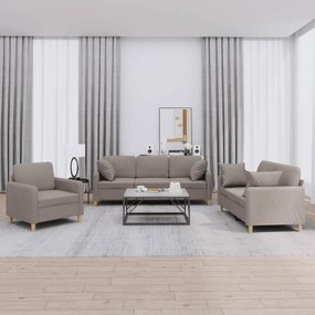 Set Divani 3 Pz Con Cuscini Tortora İn Tessuto /