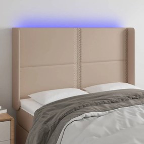 Testiera A Led Cappuccino 147x16x118/128 Cm İn Similpelle /